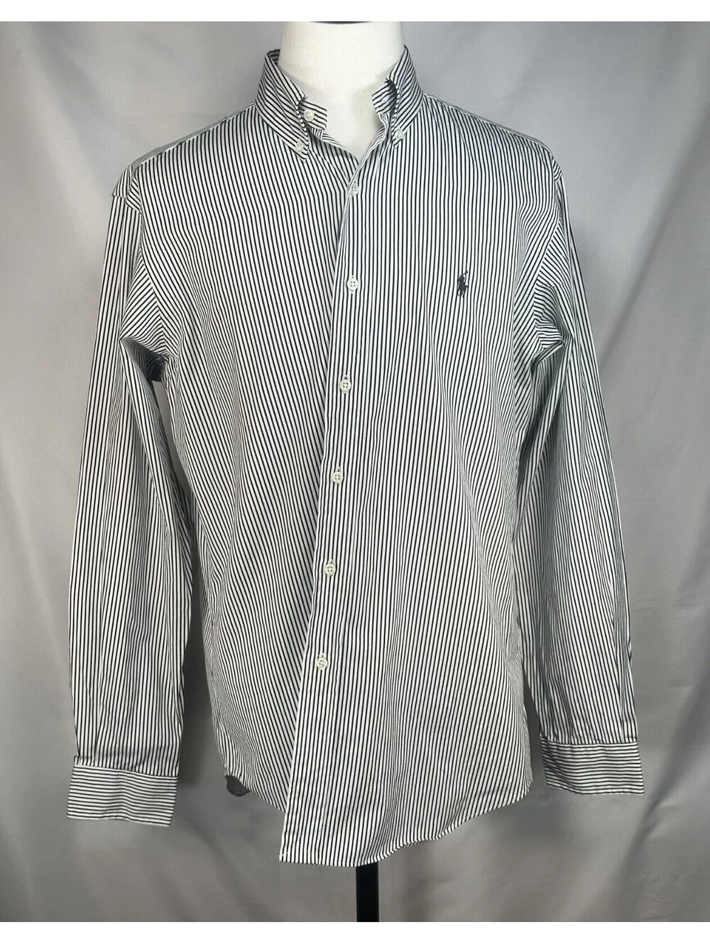 Ralph Lauren Classic Striped Oxford Button Up Black Mens L